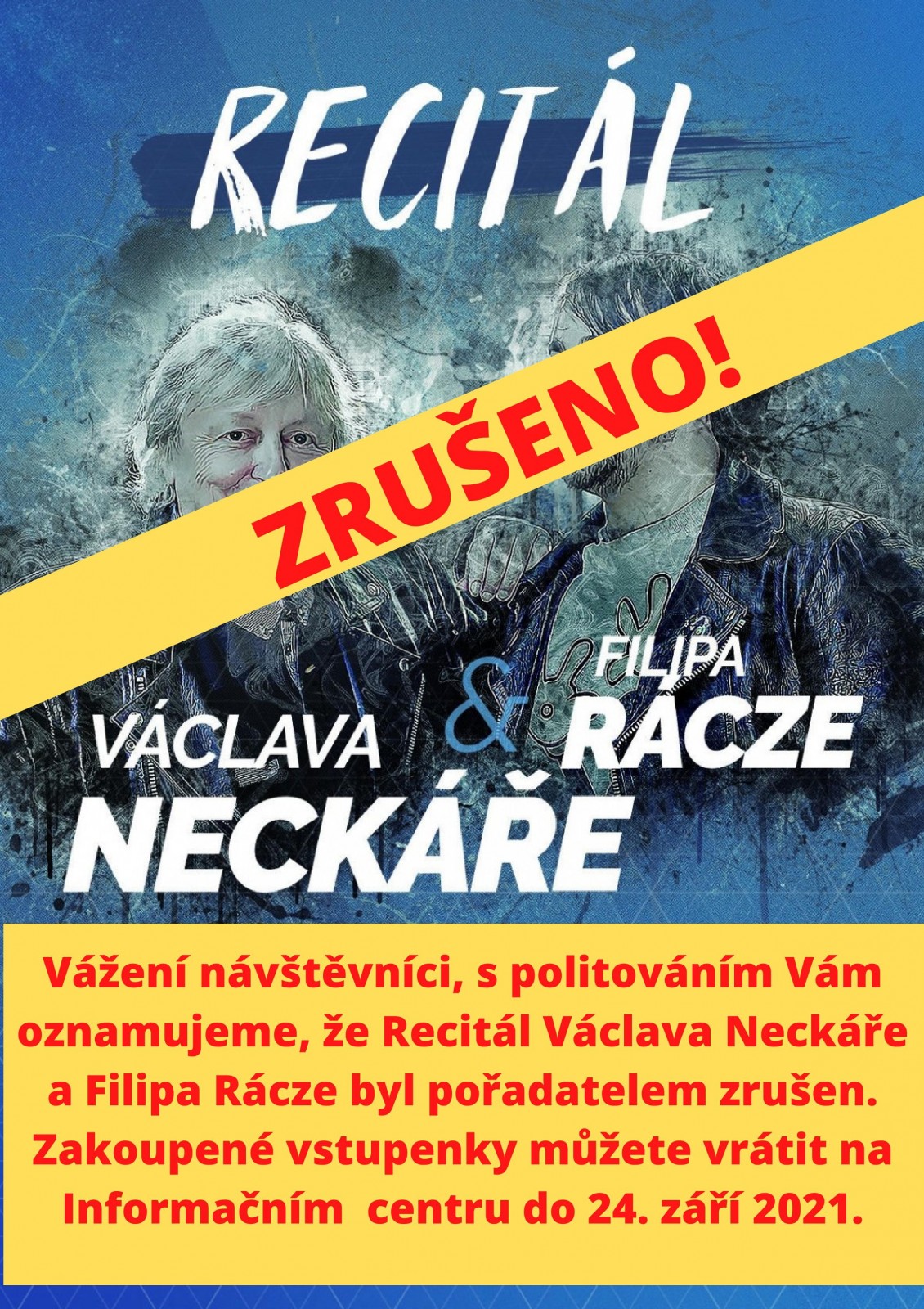 Recitál Václava Neckáře a Filipa Rácze - ZRUŠENO!