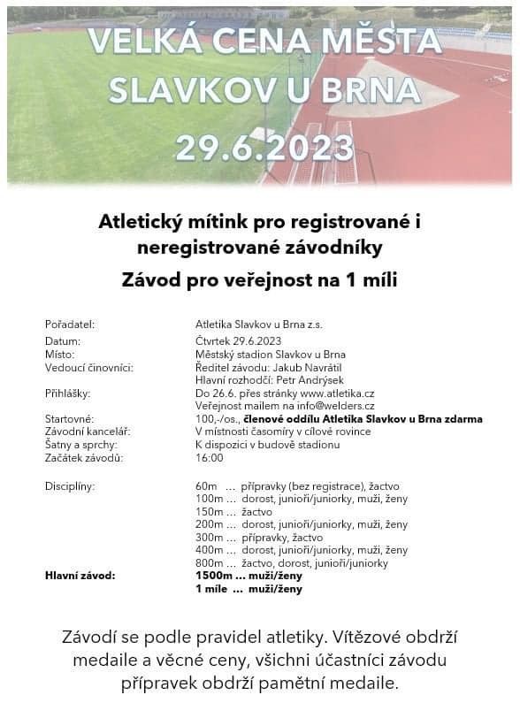 Velká cena města Slavkov u Brna - pro registrované i neregistrované závodníky