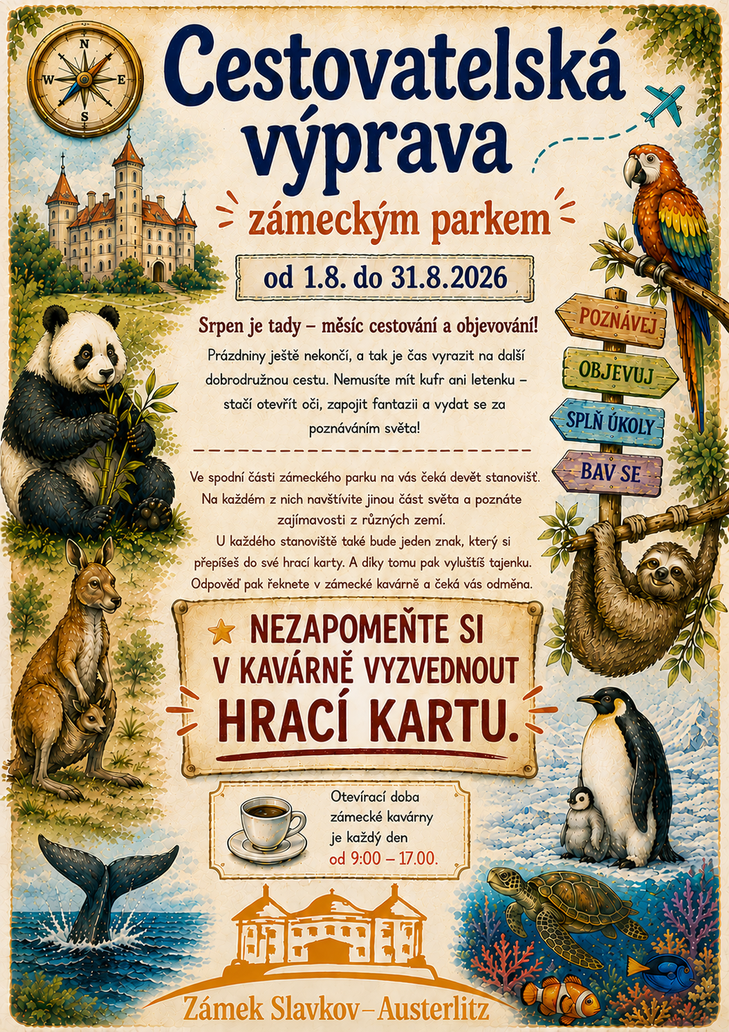 Cestovatelská výprava zámeckým parkem
