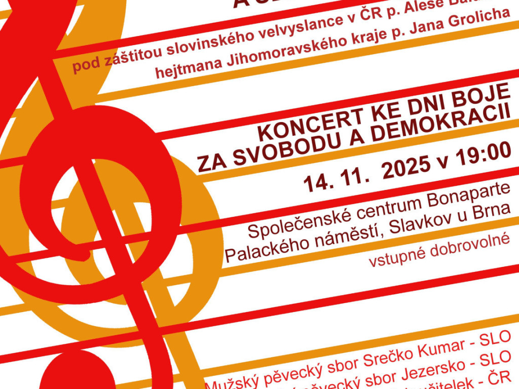 Den boje za svobodu a demokracii oslavíme koncertem moravsko – slovinských pěveckých sborů